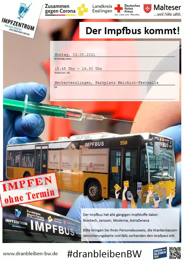 Impfbus kommt nach Neckartenzlingen